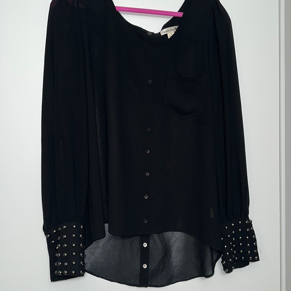 Double Zero Black Sheer Blouse - image 1